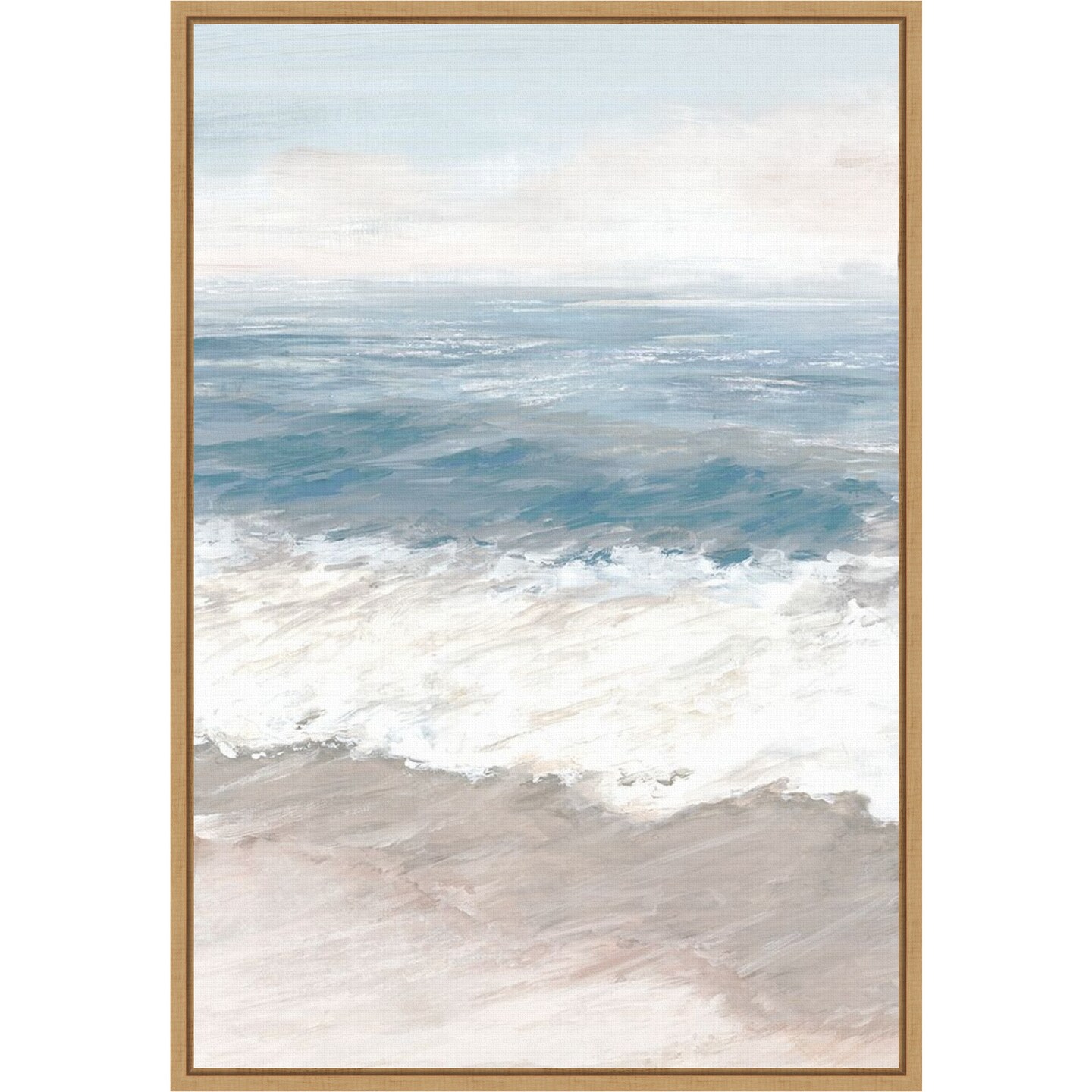 Warm Waves (Beach) by Eva Watts 16-in. W x 23-in. H. Canvas Wall Art Print Framed in Natural