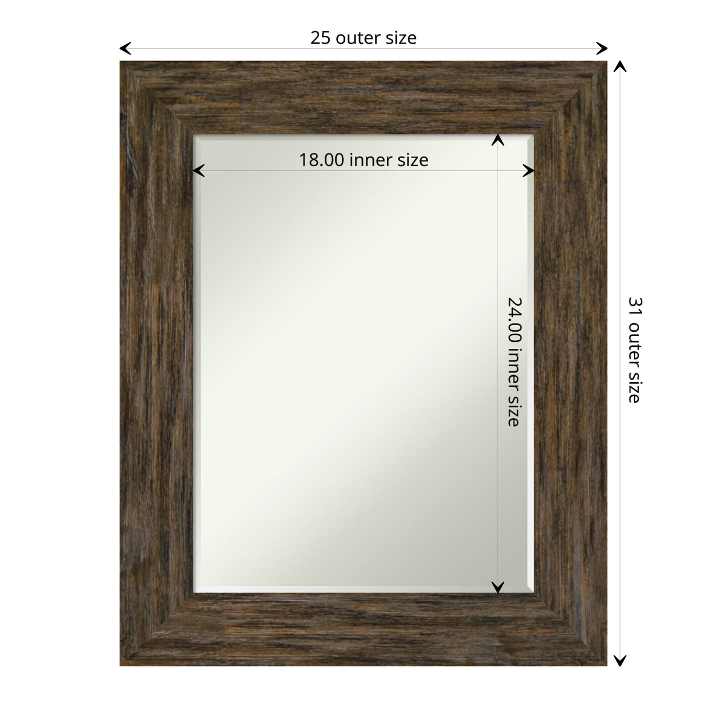 Petite Bevel Wood Wall Mirror, Fencepost Frame