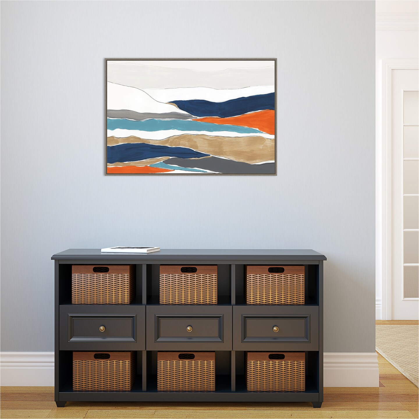 Orange Rolling Hills II by PI Studio 33-in. W x 23-in. H. Canvas Wall Art Print Framed in Grey