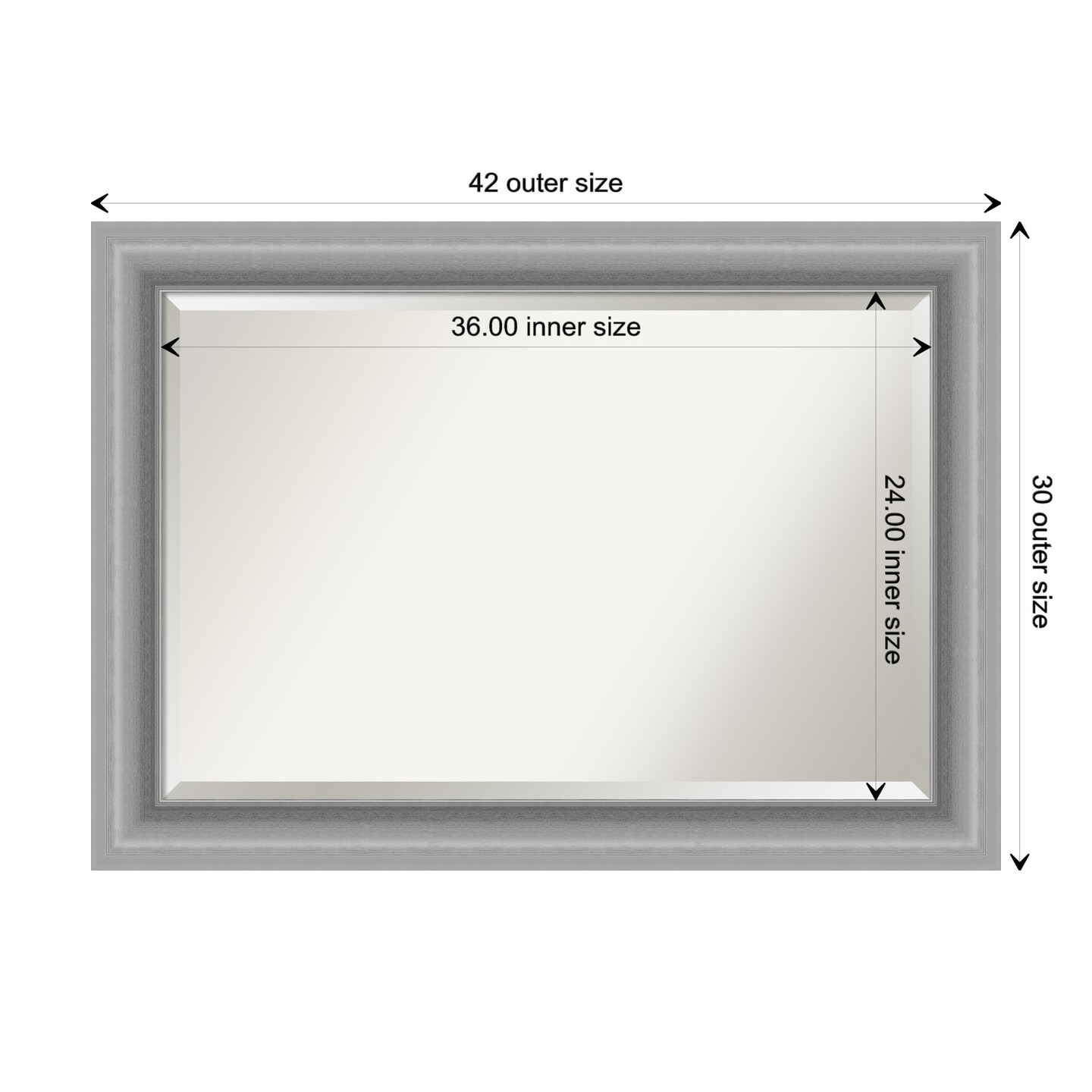 Beveled Bathroom Wall Mirror, Peak Polished Nickel Frame