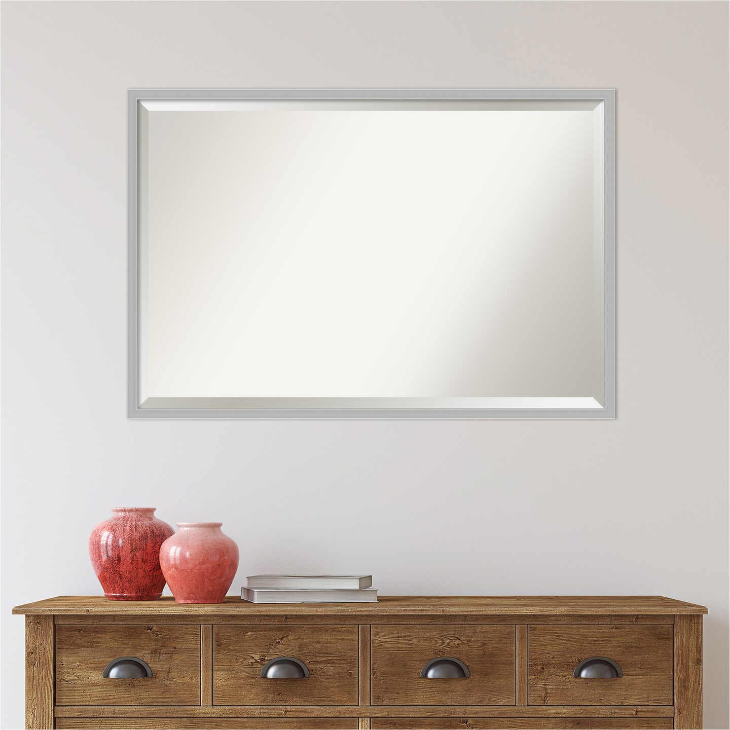 Beveled Bathroom Wall Mirror, Hera Chrome Frame