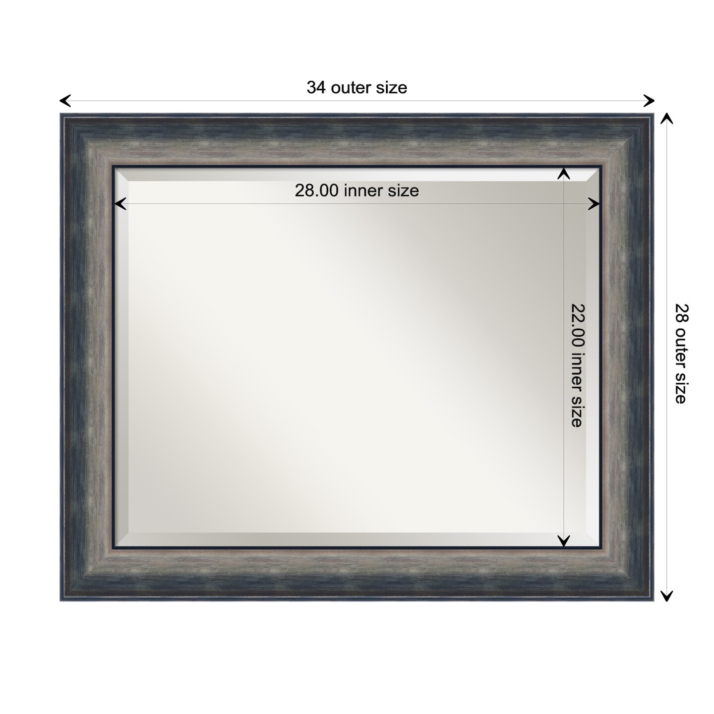 Beveled Wood Bathroom Wall Mirror, Quicksilver Scoop Frame