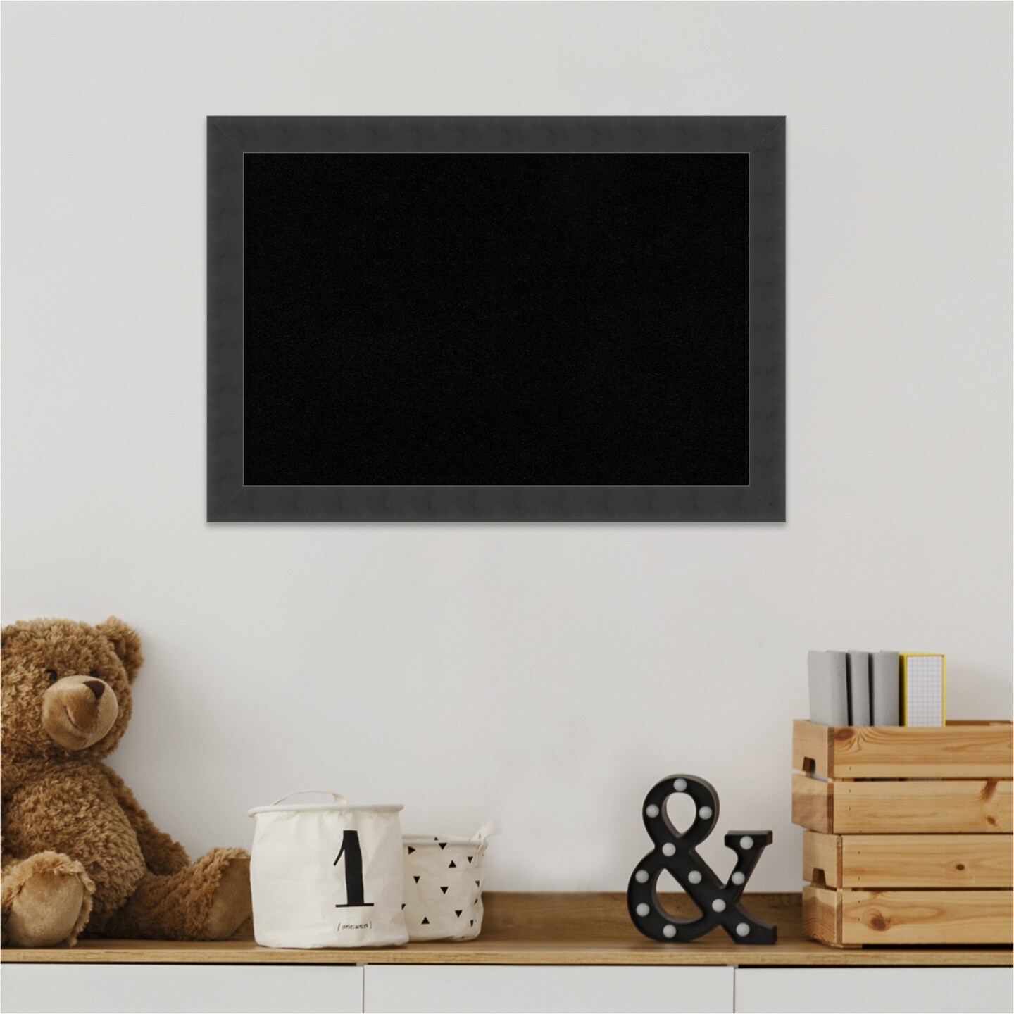 Cork Board, Mezzanotte Black Wood Frame - Bulletin Board, Organization Board, Pin Board