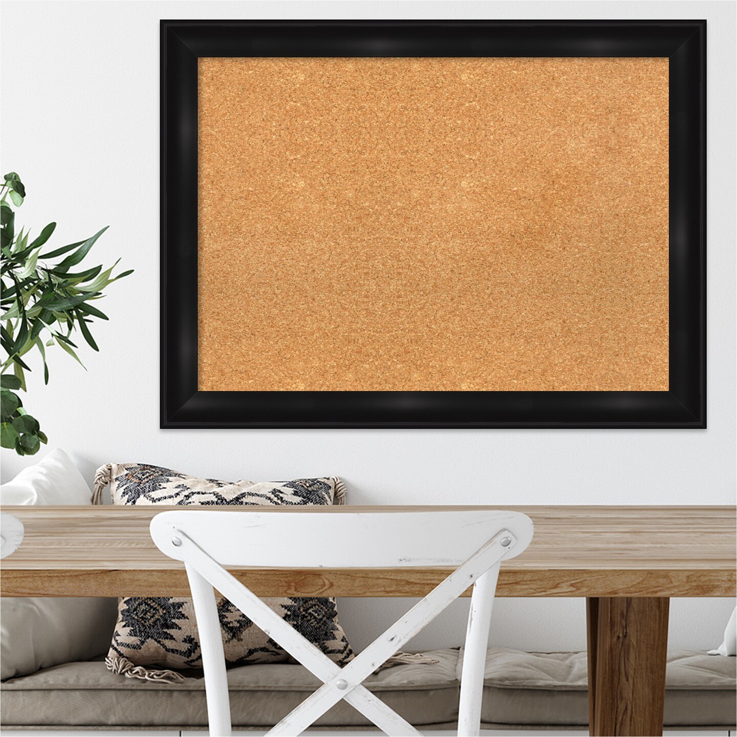 Cork Board, Grand Black Narrow Frame - Bulletin Board, Organization Board, Pin Board