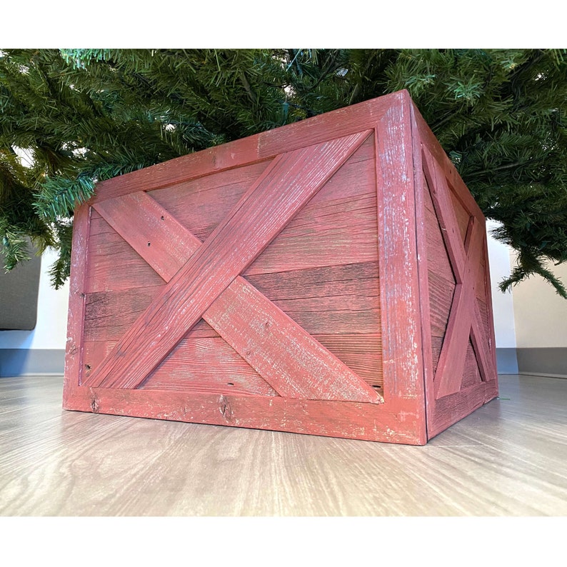 Rustic Farmhouse Large Deluxe 27" Reclaimed Wooden Christmas Tree Box Collar