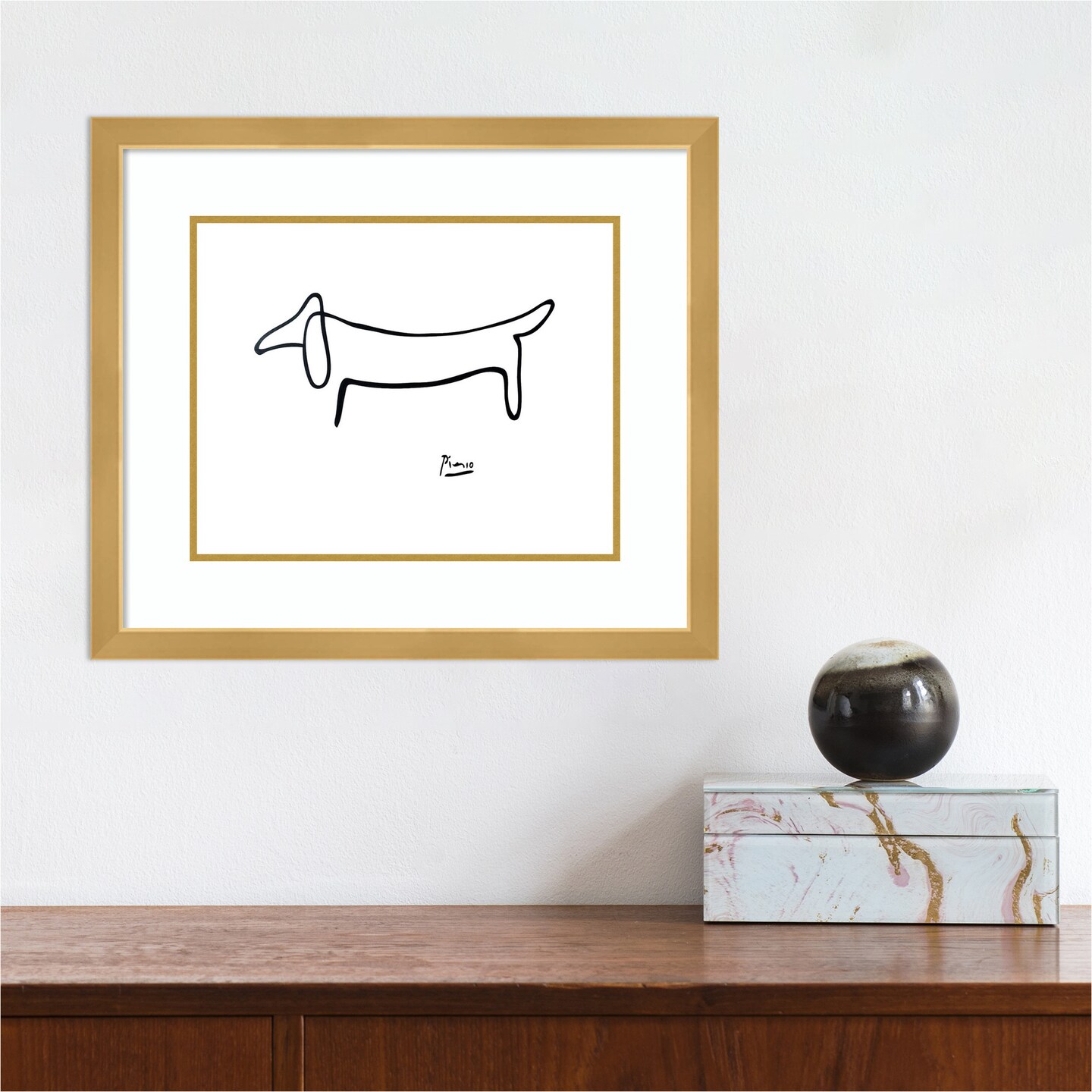 Le Chien (The Dog) by Pablo Picasso Wood Framed Wall Art Print