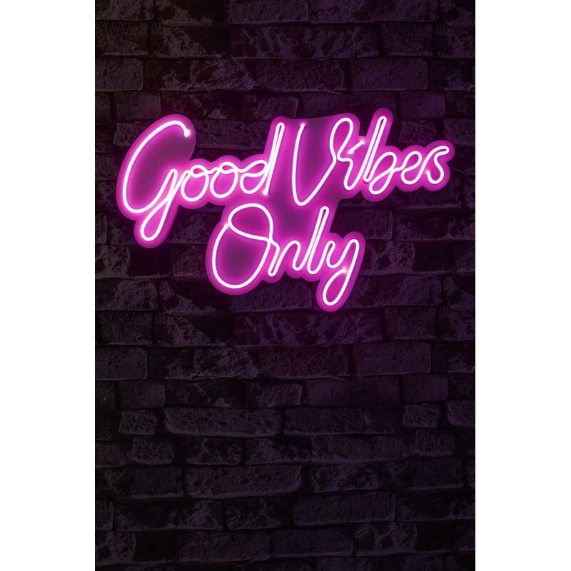 24.4" Novelty Good Vibes Only Led Neon Sign Wall Décor - Pink