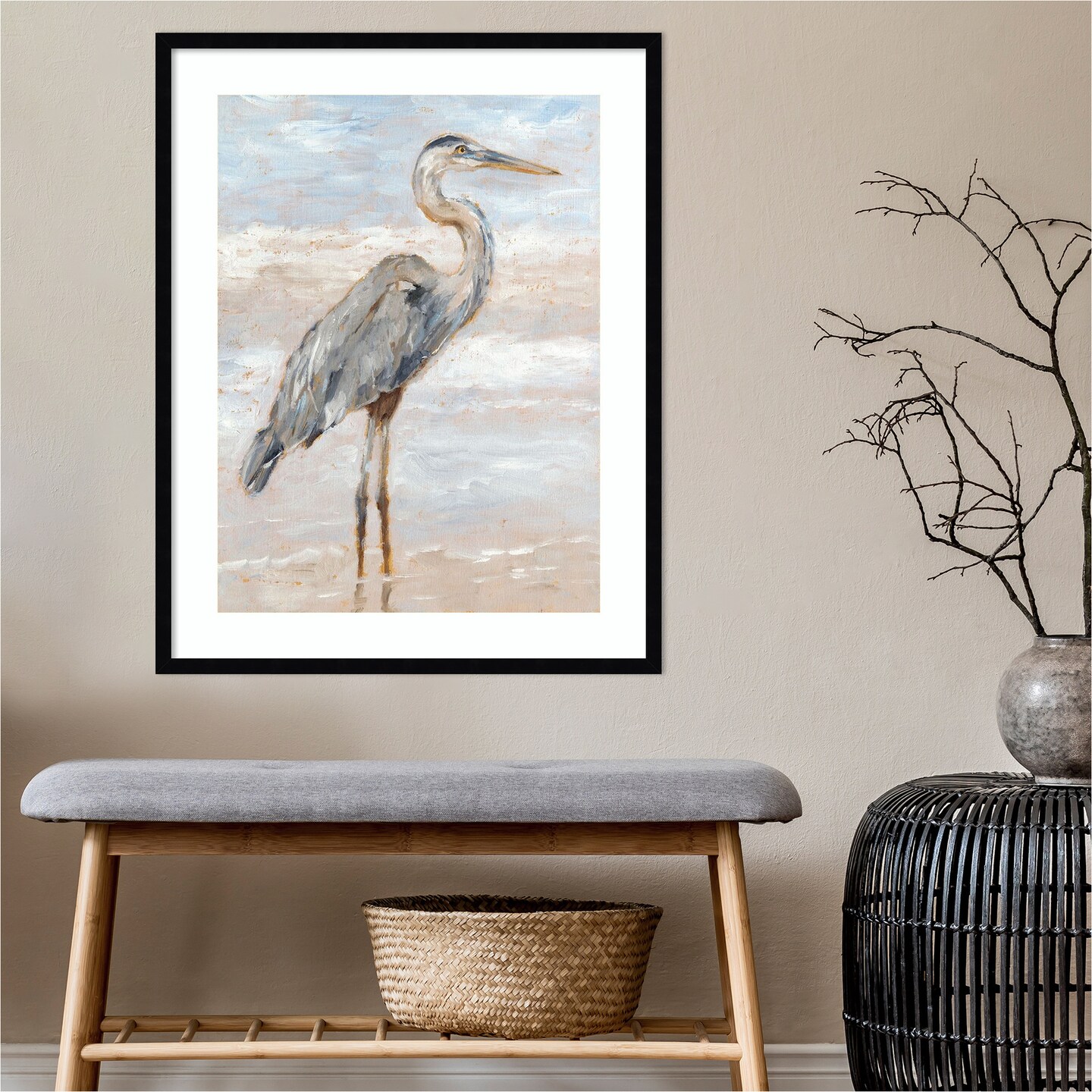 Beach Heron I by Ethan Harper Wood Framed Wall Art Print | Michaels