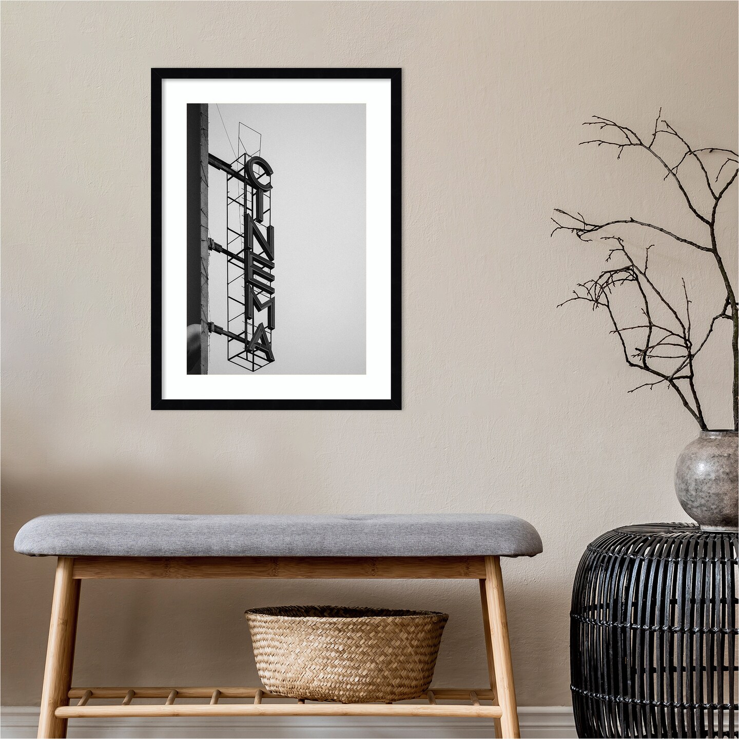 Cinema Marquee Sign by Design Fabrikken Wood Framed Wall Art Print