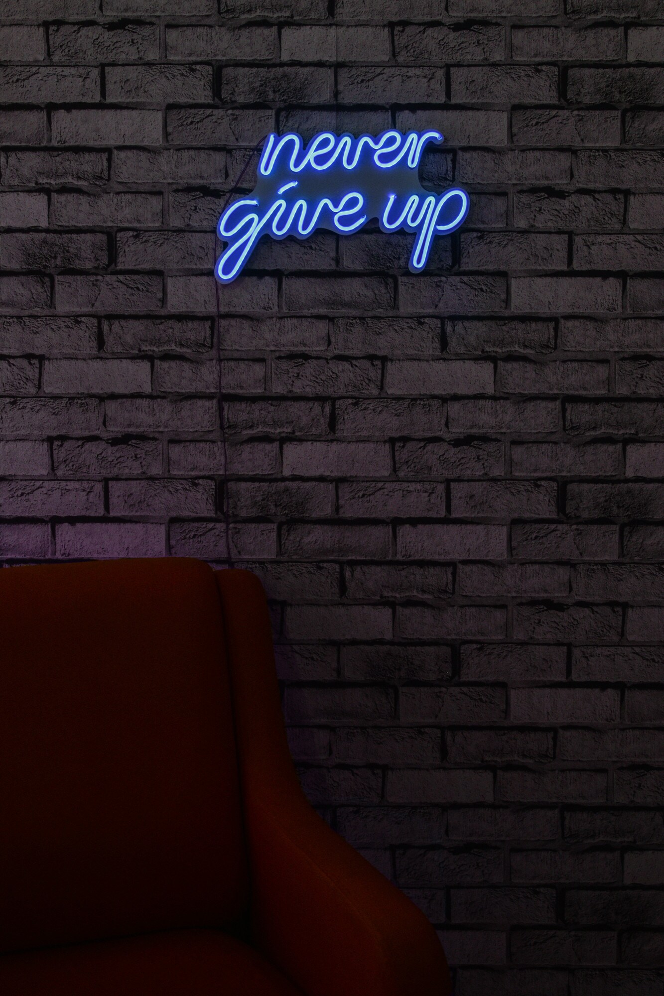 15.6&#x22; Novelty Never Give Up Led Neon Sign Wall D&#xE9;cor - Blue