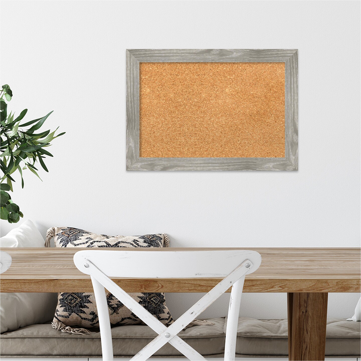 Cork Board, Dove Greywash Square Frame - Bulletin Board, Organization Board, Pin Board