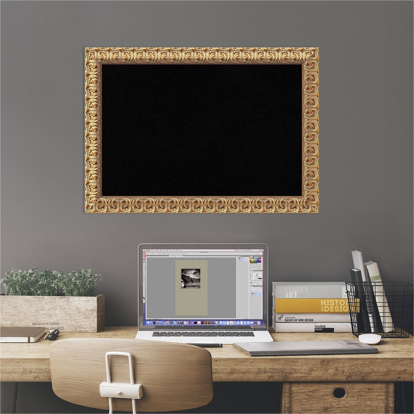 Cork Board, Florentine Gold Wood Frame - Bulletin Board, Organization Board, Pin Board