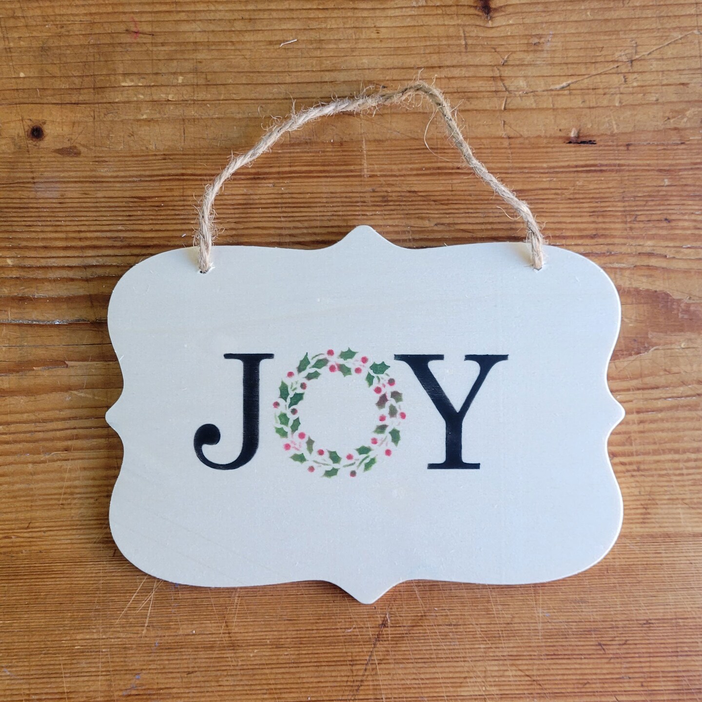 Joy with Holiday Wreath Cookie & Craft Stencil | CM184 by Designer Stencils |