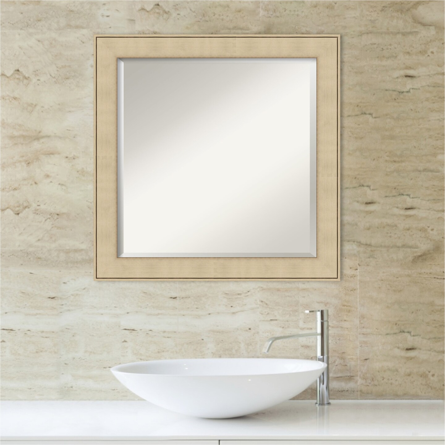 Beveled Bathroom Wall Mirror, Classic Honey Silver Frame Mirrors