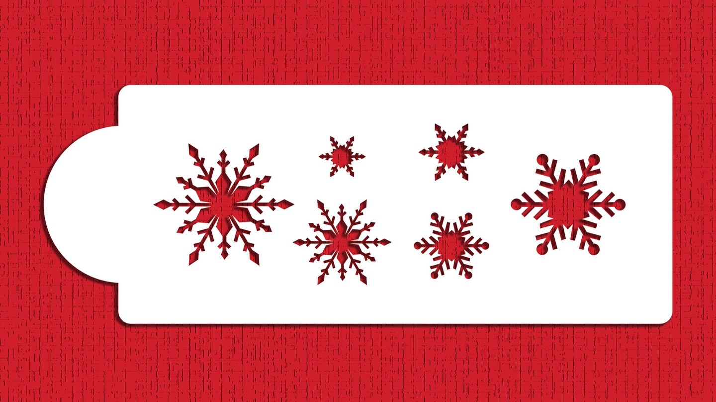 Snowflake Cake Stencil | C048 by Designer Stencils | Cake Decorating Tools | Baking Stencils for Royal Icing, Airbrush, Dusting Powder | Reusable Plastic Food Grade Stencil for Cakes | Easy to Use & Clean Cake Stencil