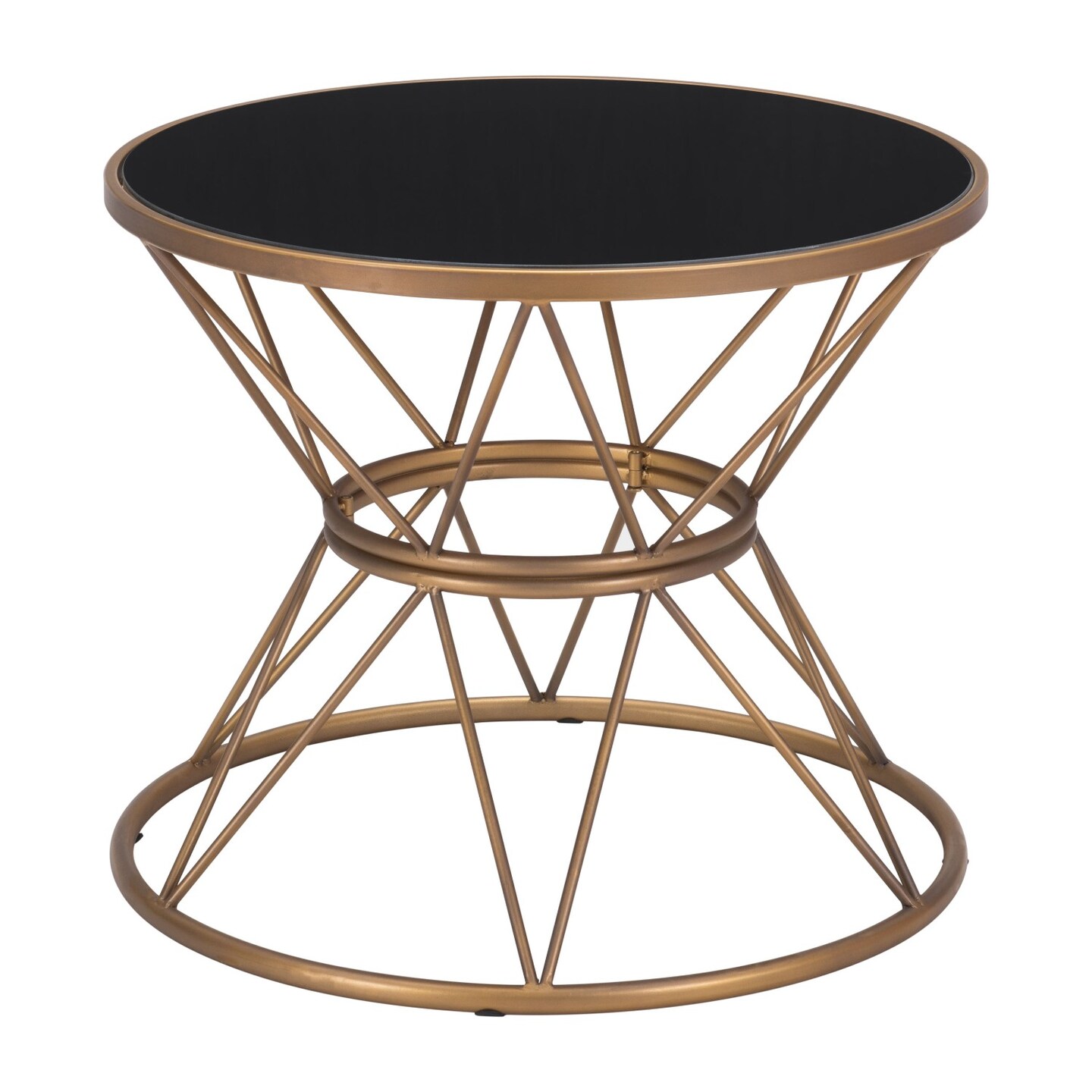 Modern Home 23.5" Black and Gold Round Top Side Table Accent & End
