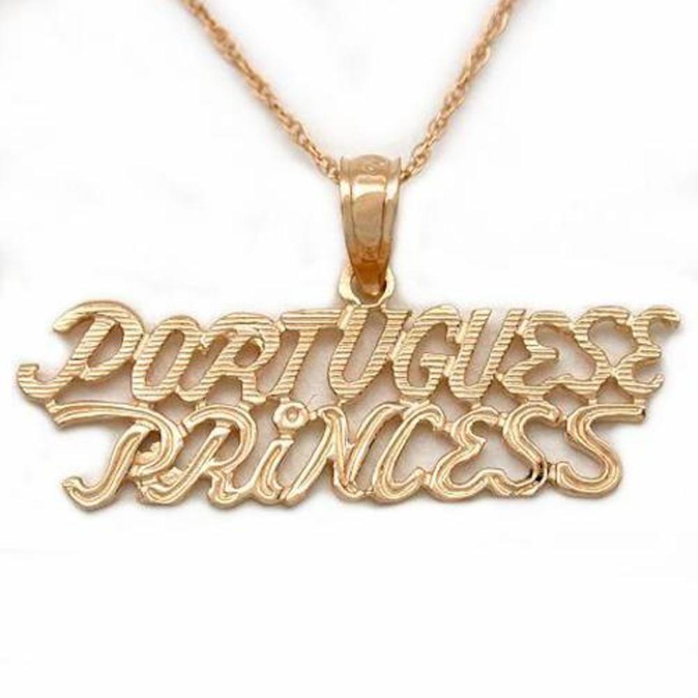 14K Gold Portuguese Princess Charm 18&#x22; Chain Jewelry