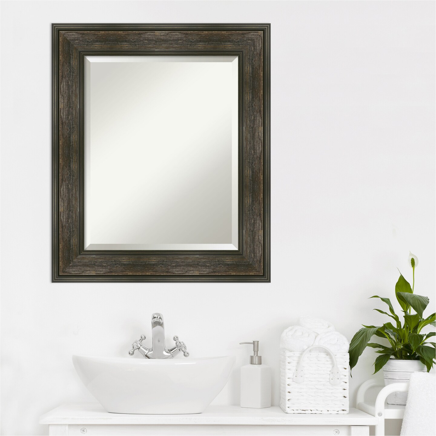 Beveled Bathroom Wall Mirror, Rail Rustic Char Frame Mirrors Michaels