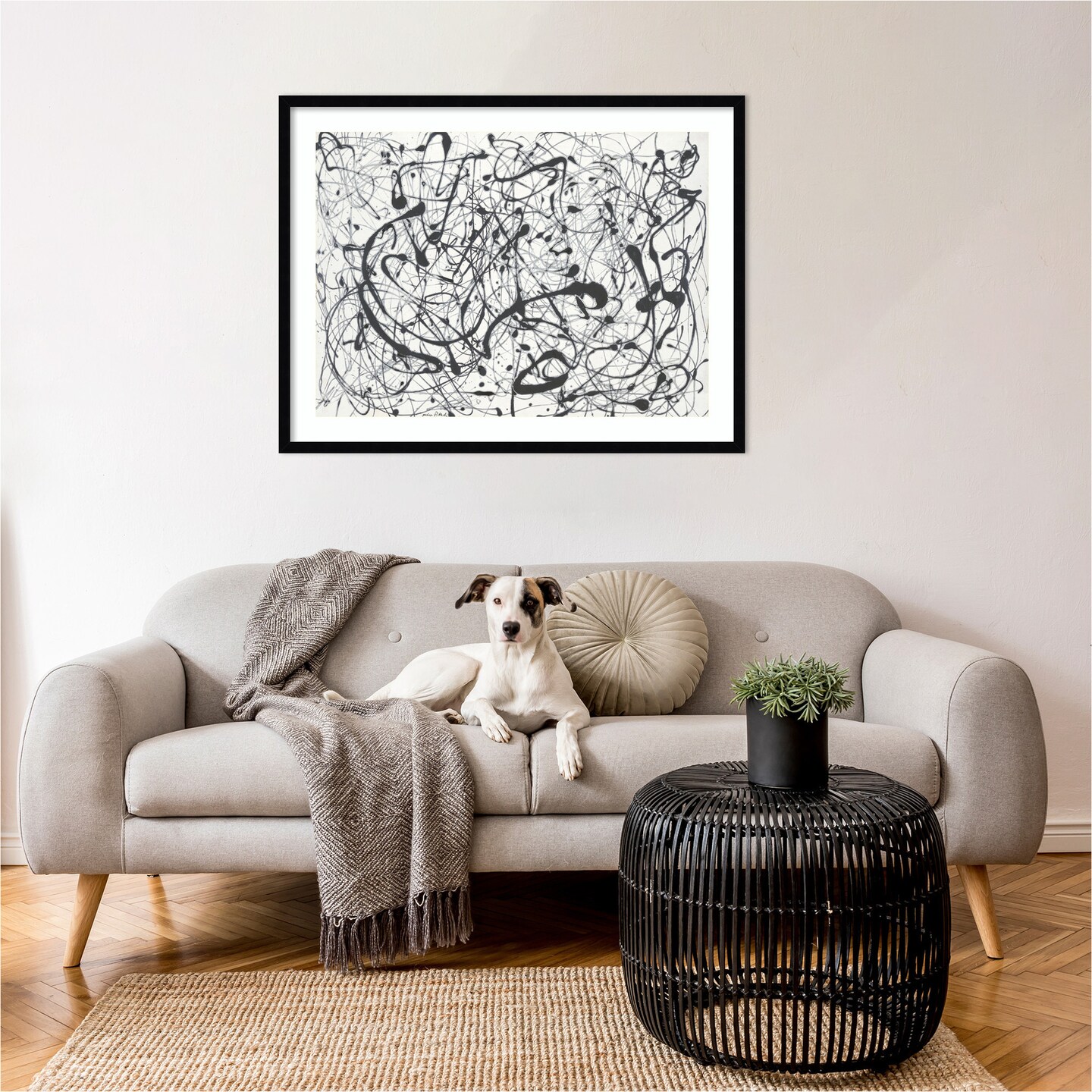 Number 14:Gray by Jackson Pollock Wood Framed Wall Art Print