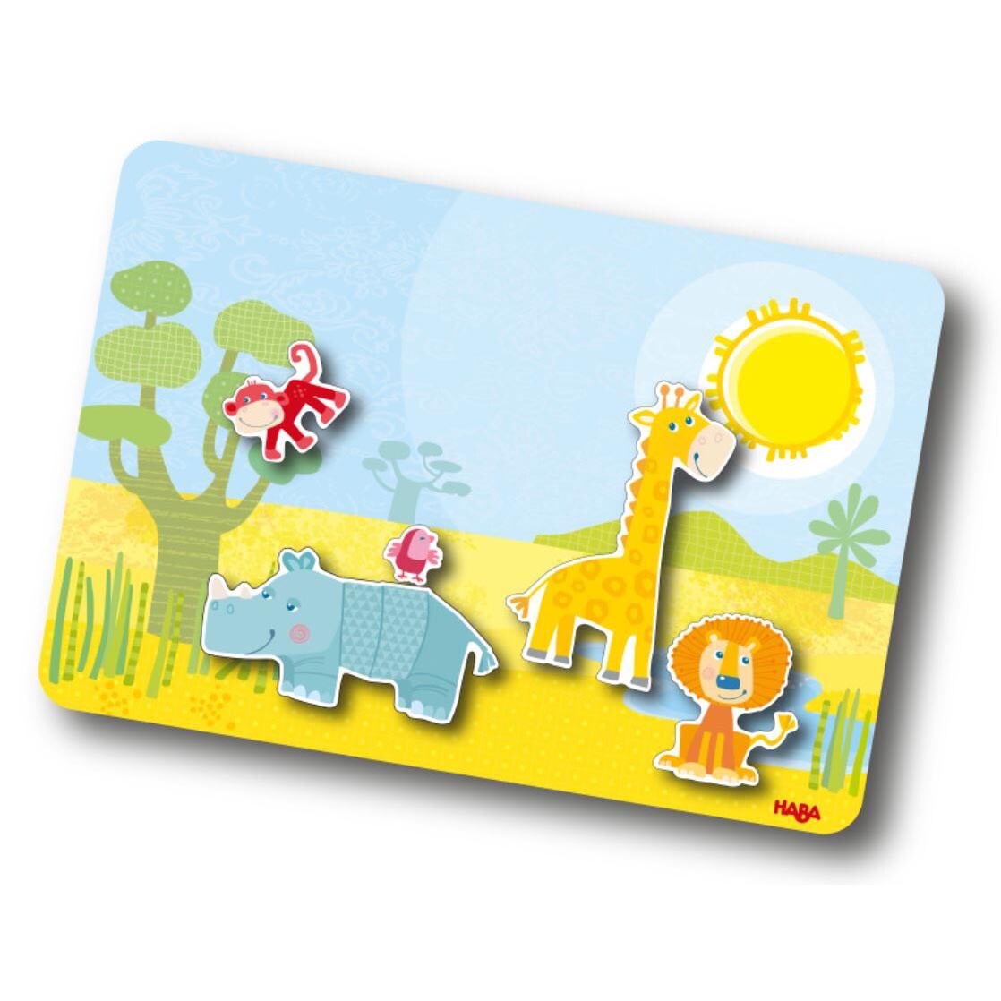 HABA Magnetic Game Box World of Animals in Their Habitats - 62 Magnetic Pieces in Cardboard Carrying Case with 4 Background Scenes