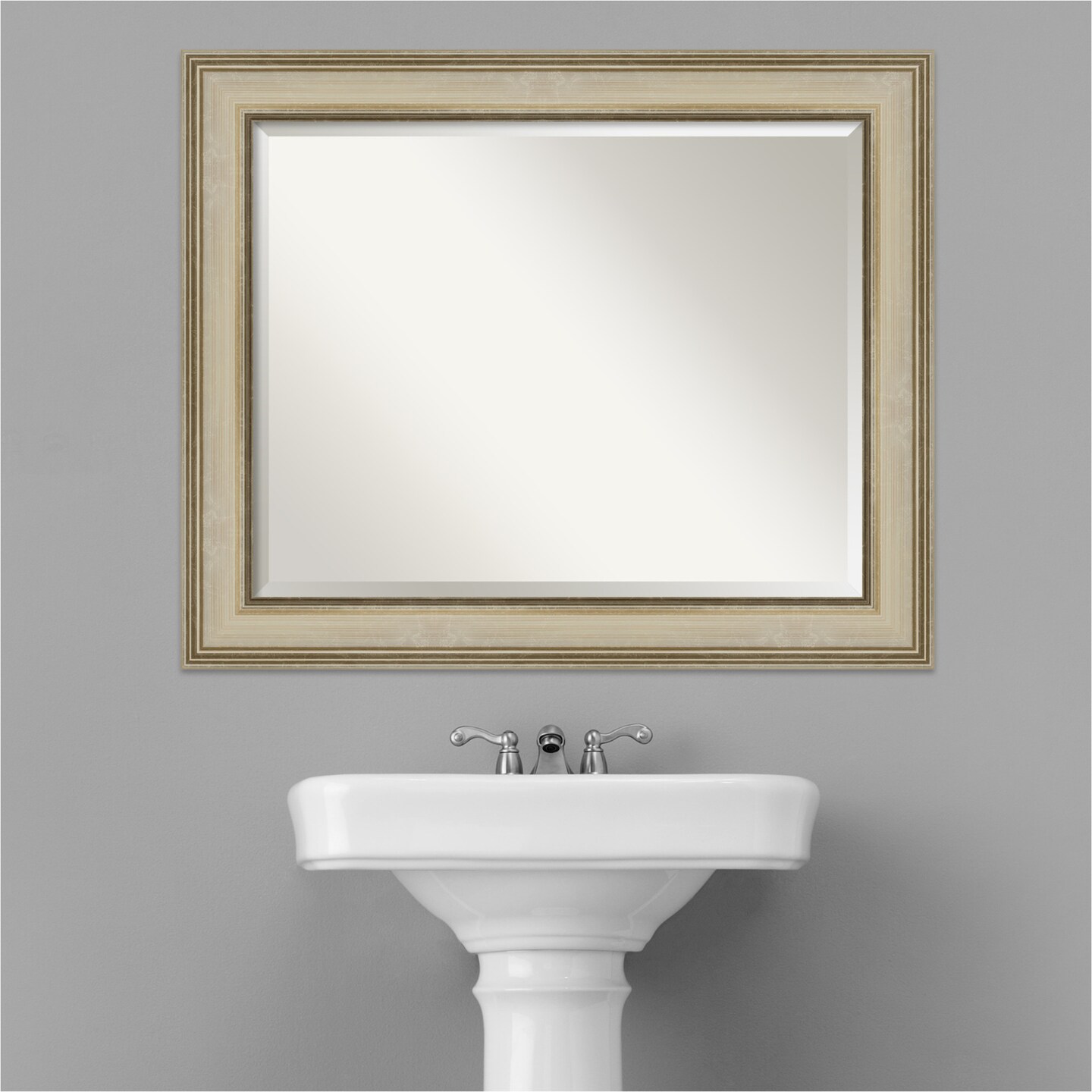 Beveled Bathroom Wall Mirror, Colonial Frame