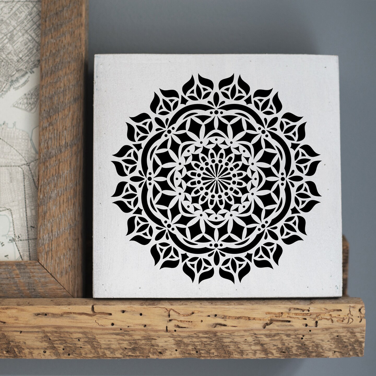 Asana Mandala Embossing 12 x 12 Stencil | FS025 by Designer Stencils | Mandala &#x26; Medallion Stencils | Reusable Stencil for Painting on Wood, Wall, Tile, Canvas, Paper, Fabric, Furniture, Floor | Stencil for Home Makeover | Easy to Use &#x26; Clean