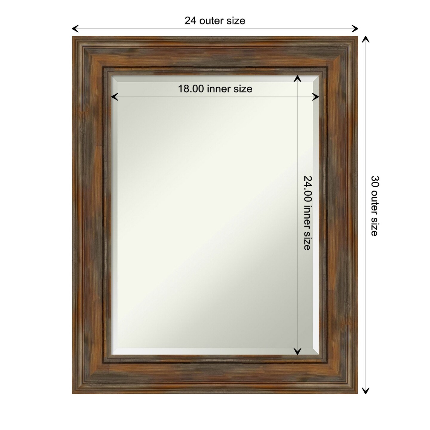 Beveled Wood Bathroom Wall Mirror, Alexandria Frame