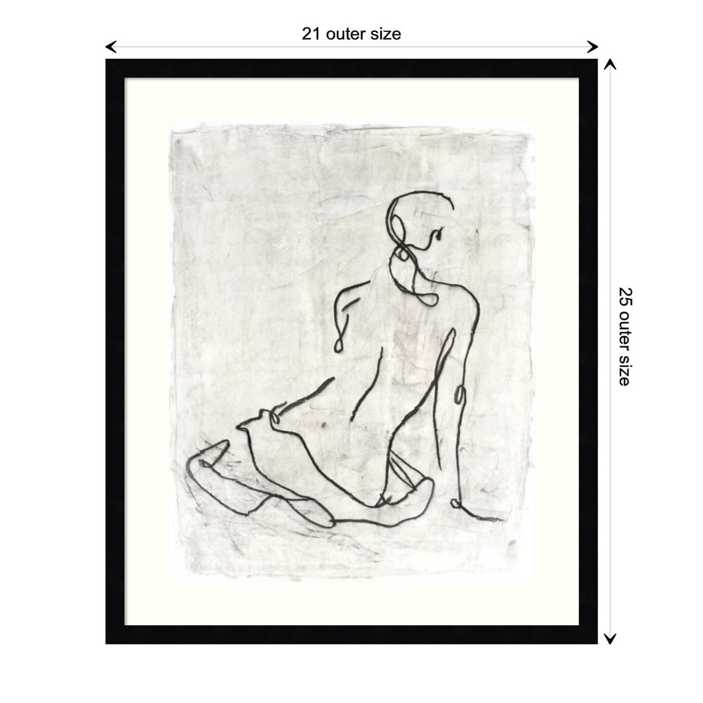 Embellished Gestural Contour I (Nude) by Ethan Harper Wood Framed Wall Art Print