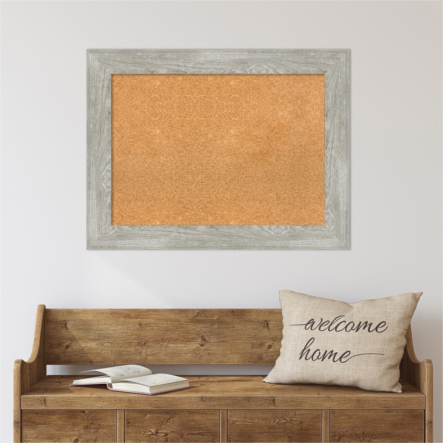 Cork Board, Dove Greywash Frame - Bulletin Board, Organization Board, Pin Board