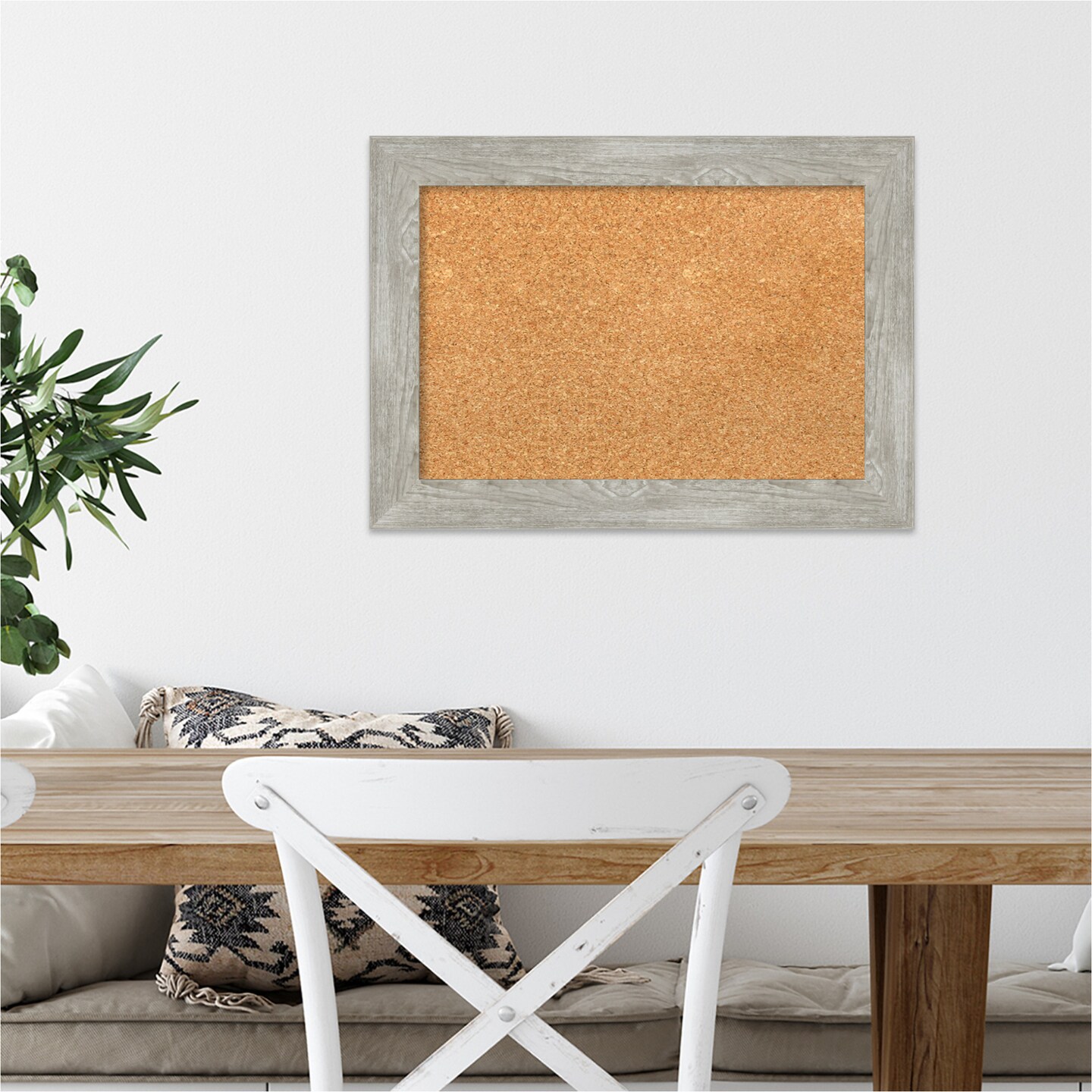 Cork Board, Dove Greywash Narrow Frame - Bulletin Board, Organization Board, Pin Board