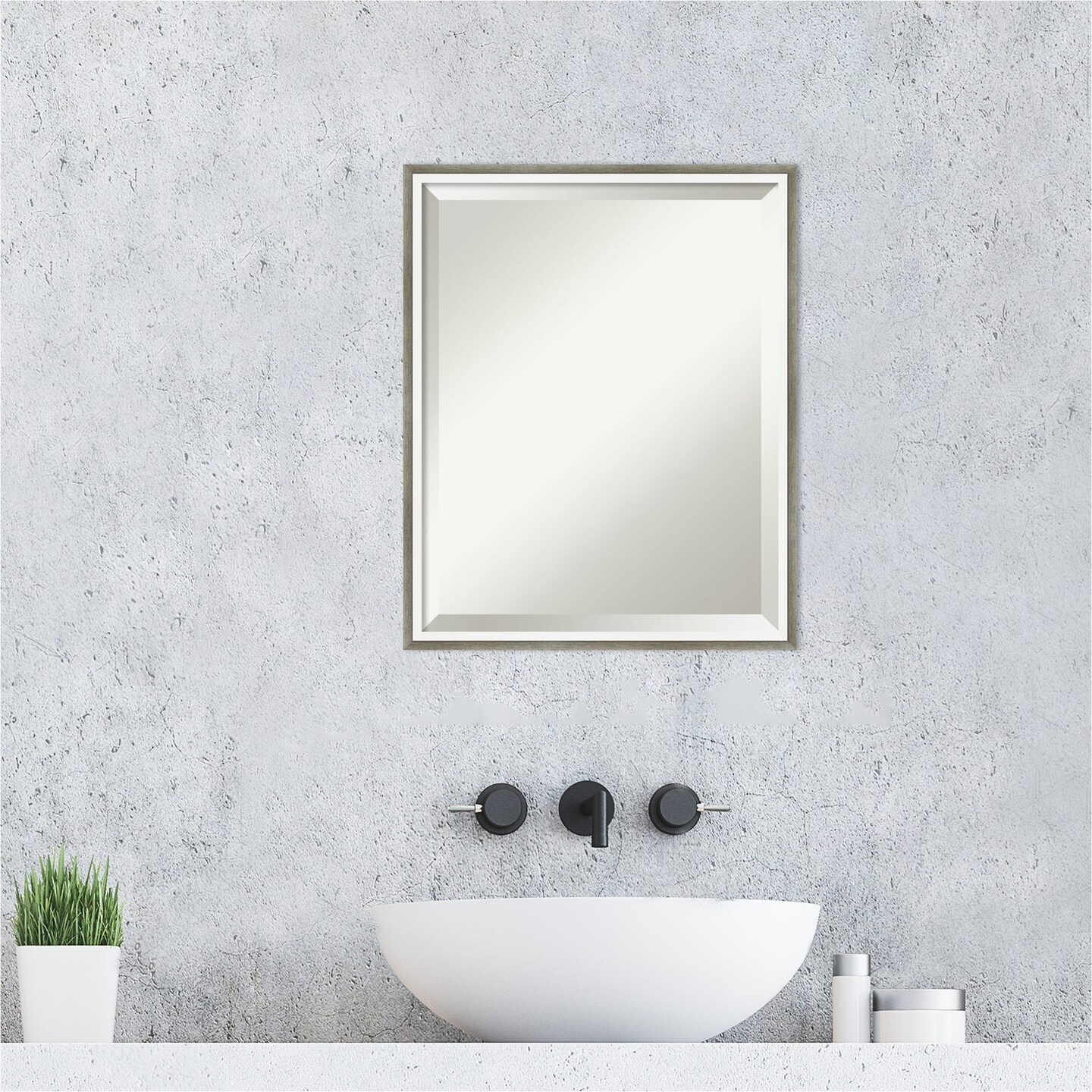 Beveled Wood Bathroom Wall Mirror, Lucie Frame