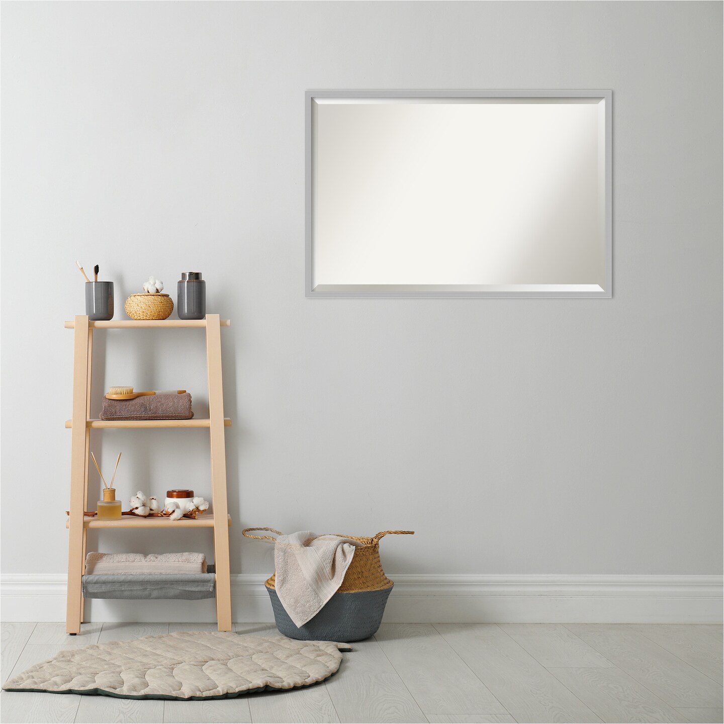 Beveled Bathroom Wall Mirror, Hera Chrome Frame