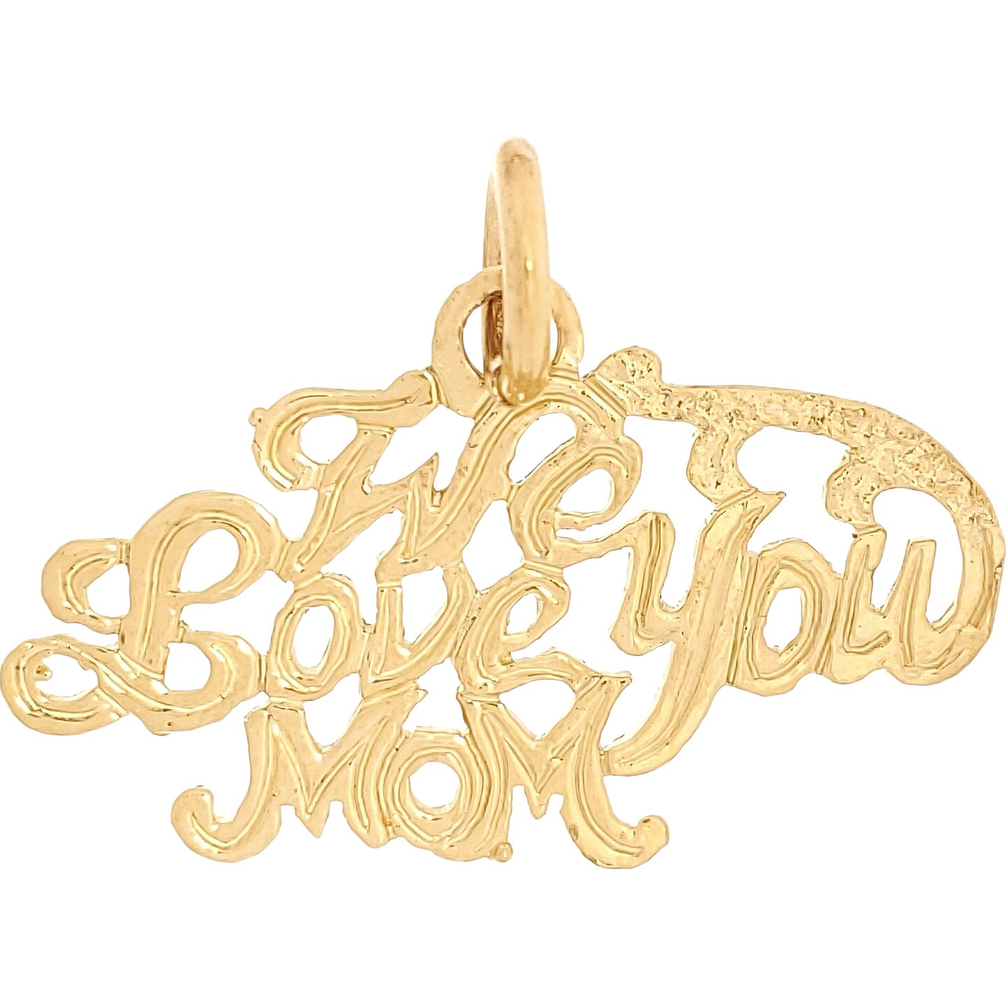 We Love You Mom Charm Diamond-Cut 14k Gold 11.5mm