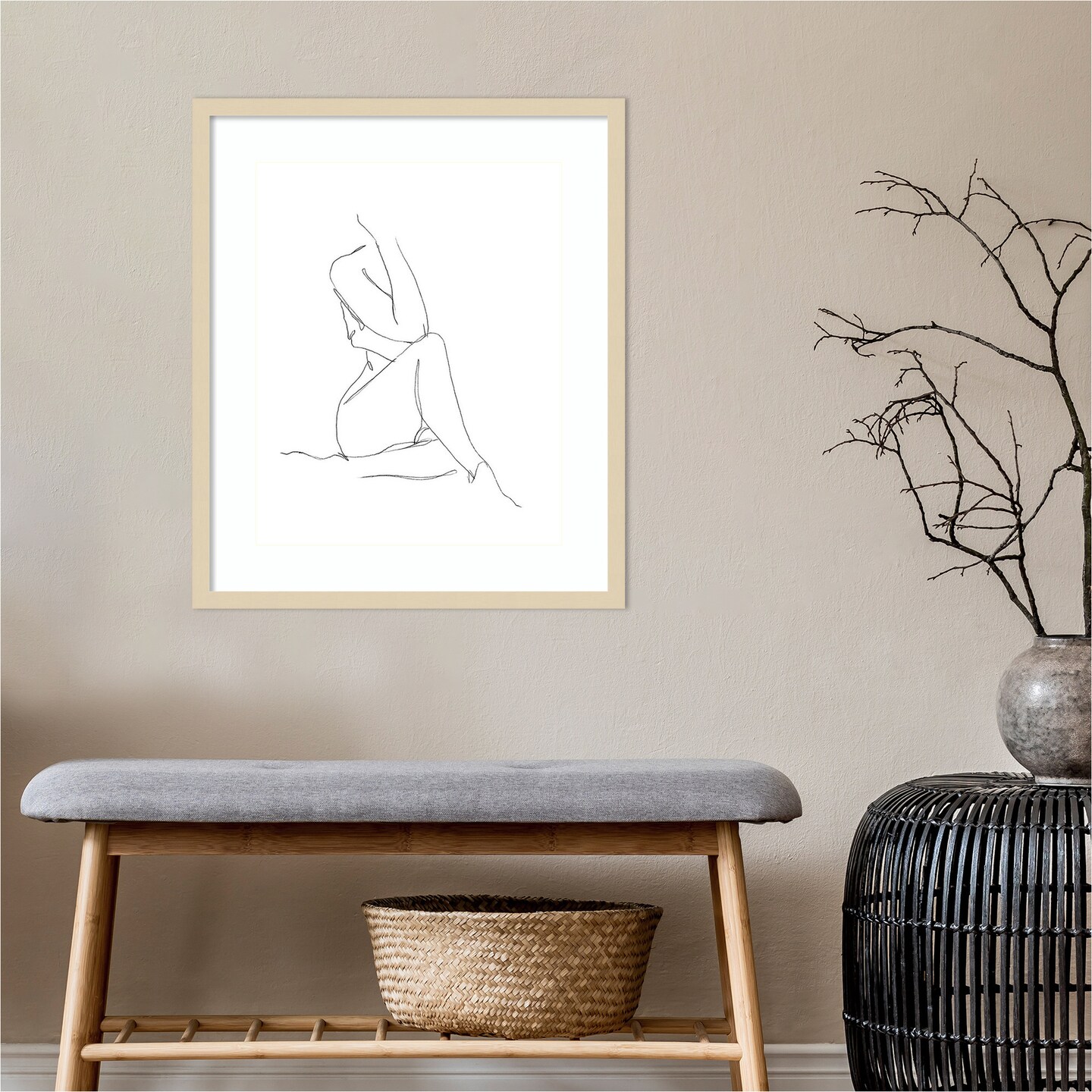 Nude Contour Sketch I by Ethan Harper Wood Framed Wall Art Print