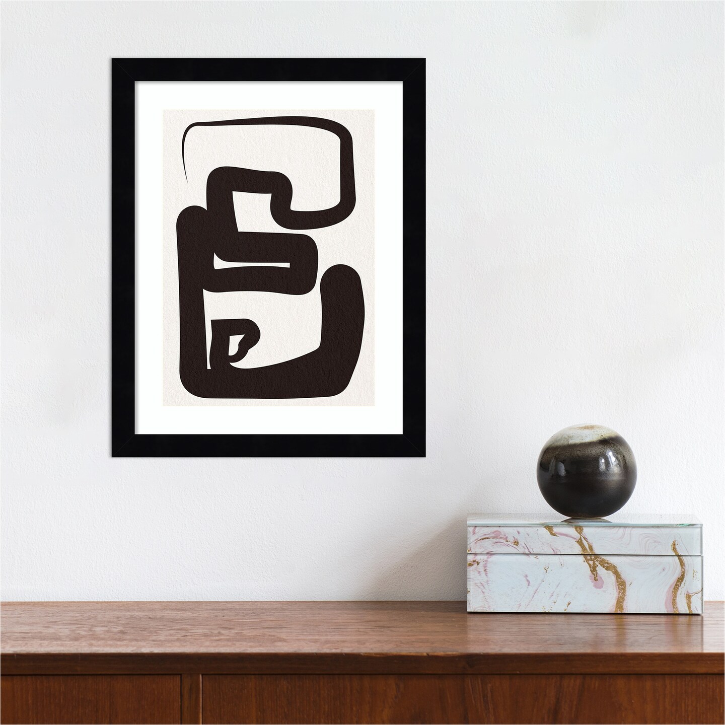 Oneliners-1 by Design Fabrikken Wood Framed Wall Art Print