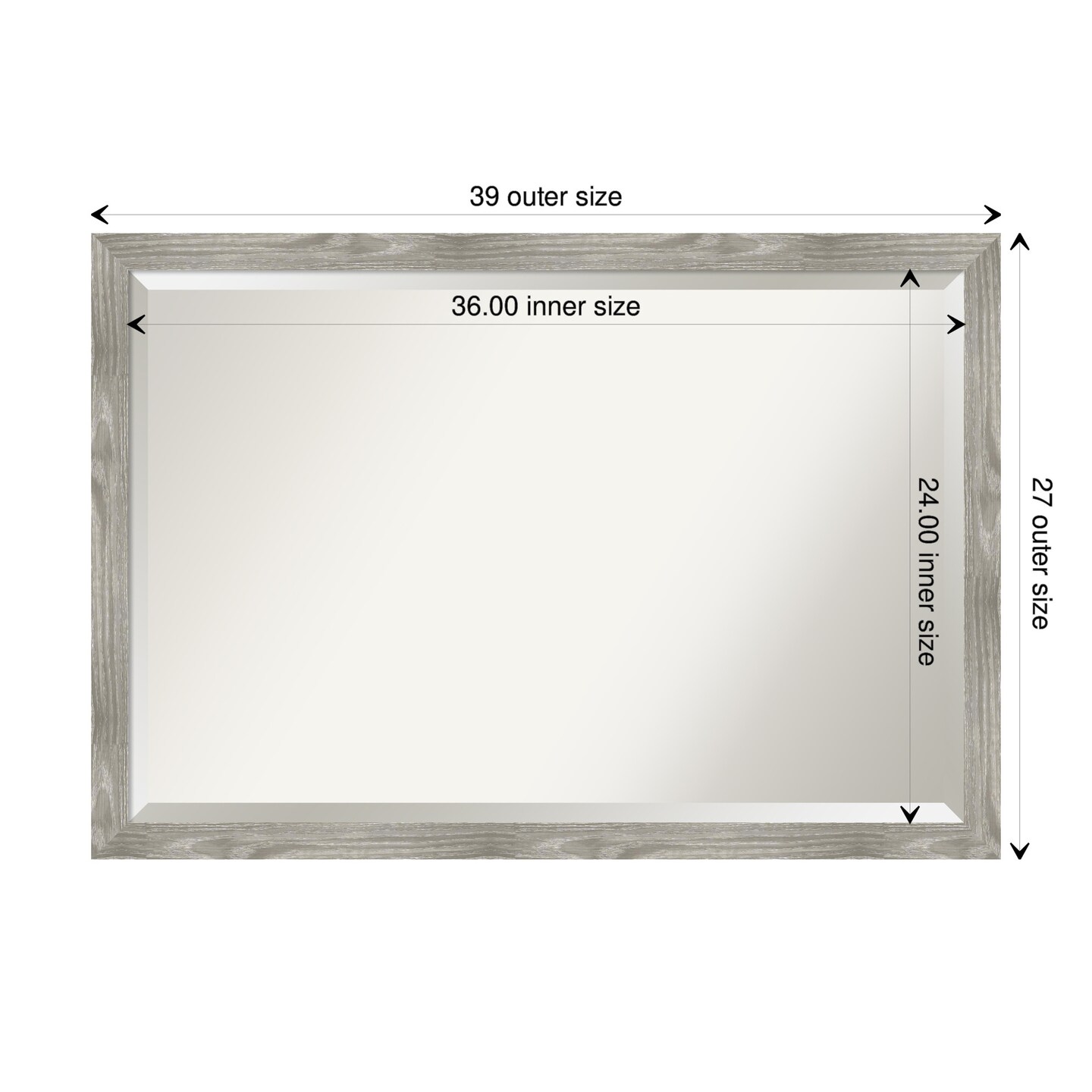Beveled Bathroom Wall Mirror, Dove Greywash Square Frame