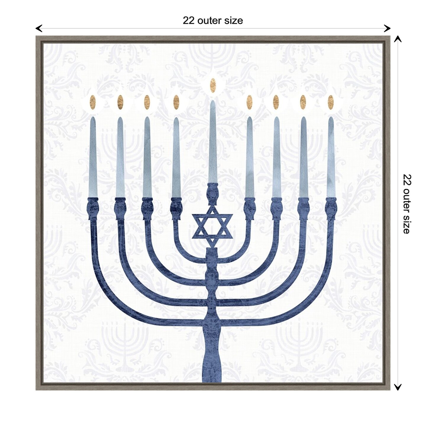 Sophisticated Hanukkah II by Victoria Borges Canvas Wall Art Print Framed