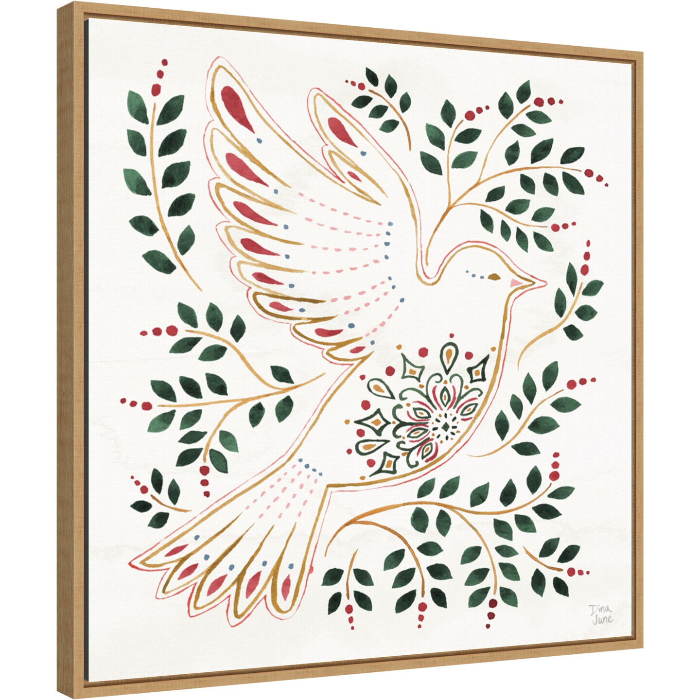 Holiday Sparkle VIII by Dina June 22-in. W x 22-in. H. Canvas Wall Art Print Framed in Natural