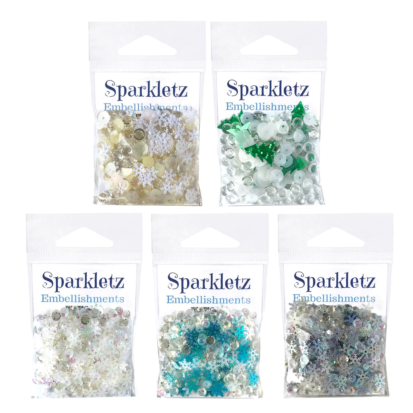 Buttons Galore Sparkletz® Embellishments Bundle, Iridescent Diamonds, Half Pearls, Sequins & Seed Beads Winter-50 Grams