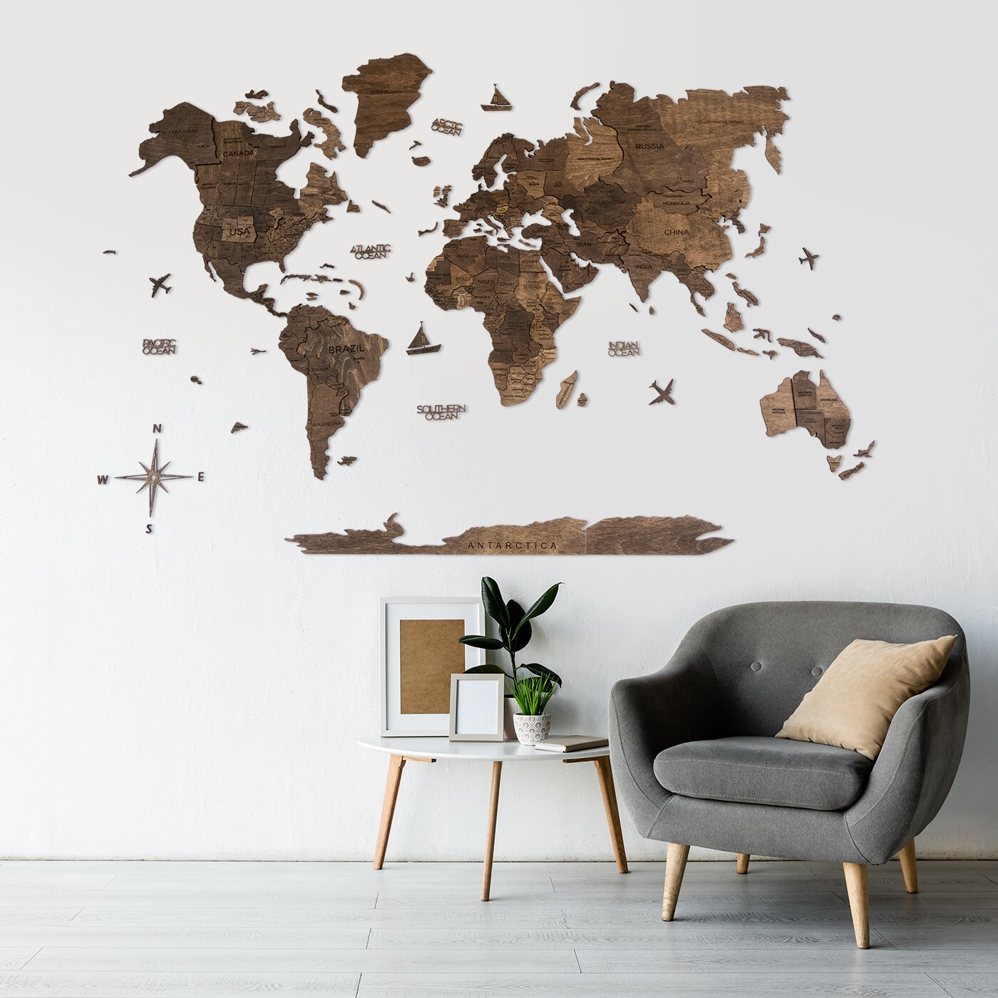 3D Wood World Map, Travel Map For Home & Kitchen or Office by Enjoy The Wood, Christmas Gift