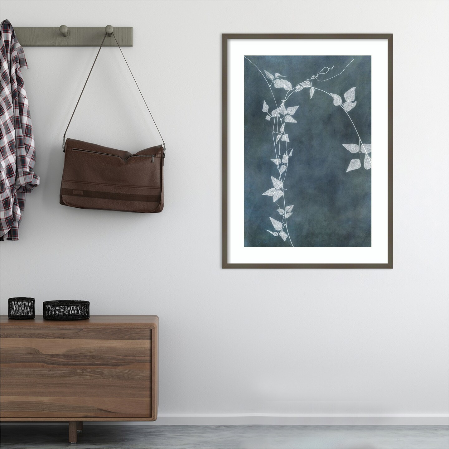 Ivy on Blue I by Dianne Poinski Wood Framed Wall Art Print 30 in. W x 41 in. H