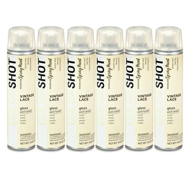 COLORSHOT Gloss Spray Paint Vintage Lace (Cream) 10 oz. 6 Pack General Purpose Spray Paint