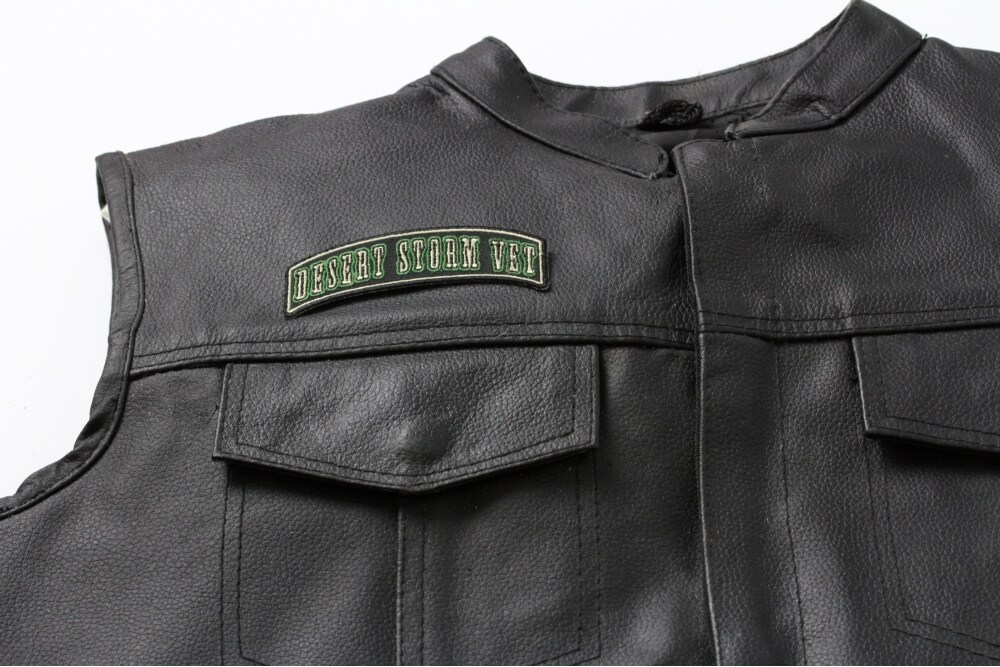 Patch, Small Embroidered Rocker (Iron-On or Sew-On), Desert Storm Vet Military, 3.75&#x22; x 1.5&#x22; Arch