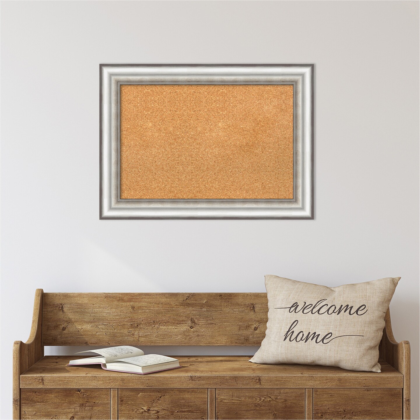 Cork Board, Salon Silver Frame - Bulletin Board, Organization Board, Pin Board