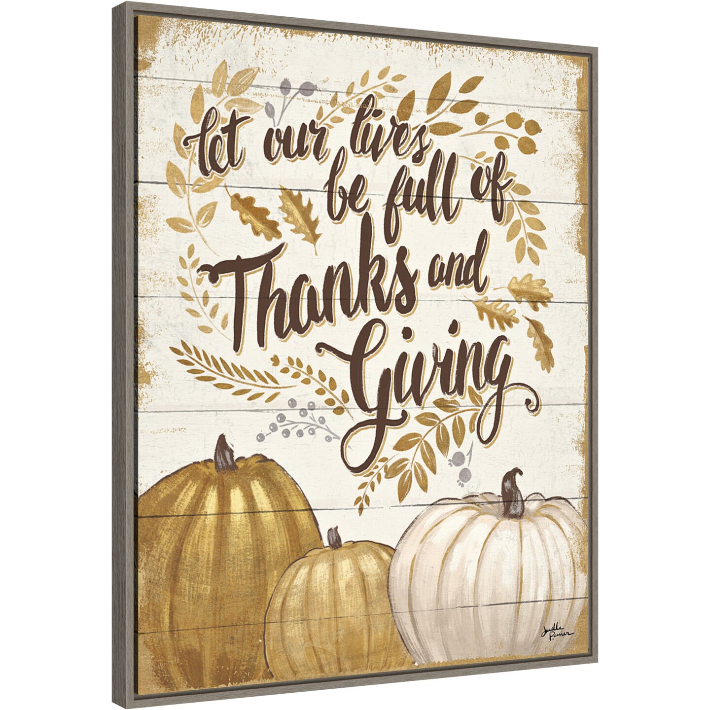 Grateful Season IV by Janelle Penner 23-in. W x 28-in. H. Canvas Wall Art Print Framed in Grey