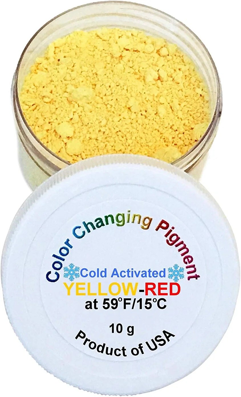Low Temperature Cold Activated Thermochromic Bi-Color Pigment Yellow  Changing to RED at 59F/15C