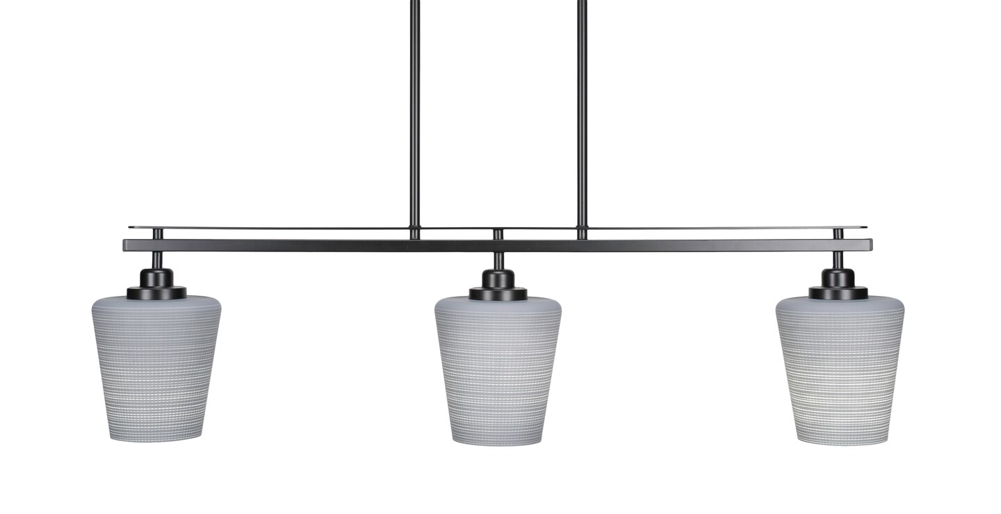 Odyssey 3 Island Light Shown In Matte Black Finish With 6 Gray Matrix