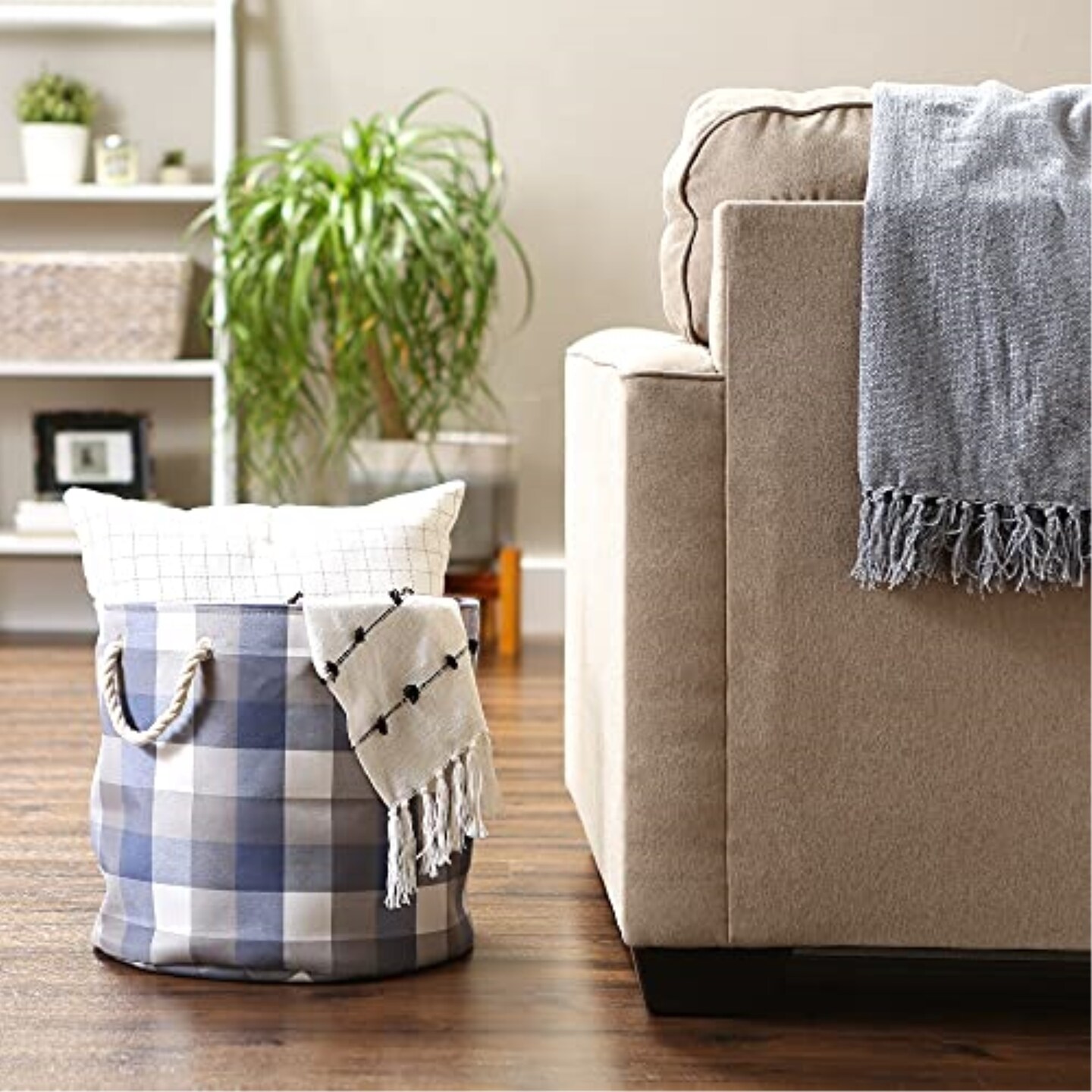 DII Polyester Bin Tri Color French Blue Round Large 15"x16"x16"