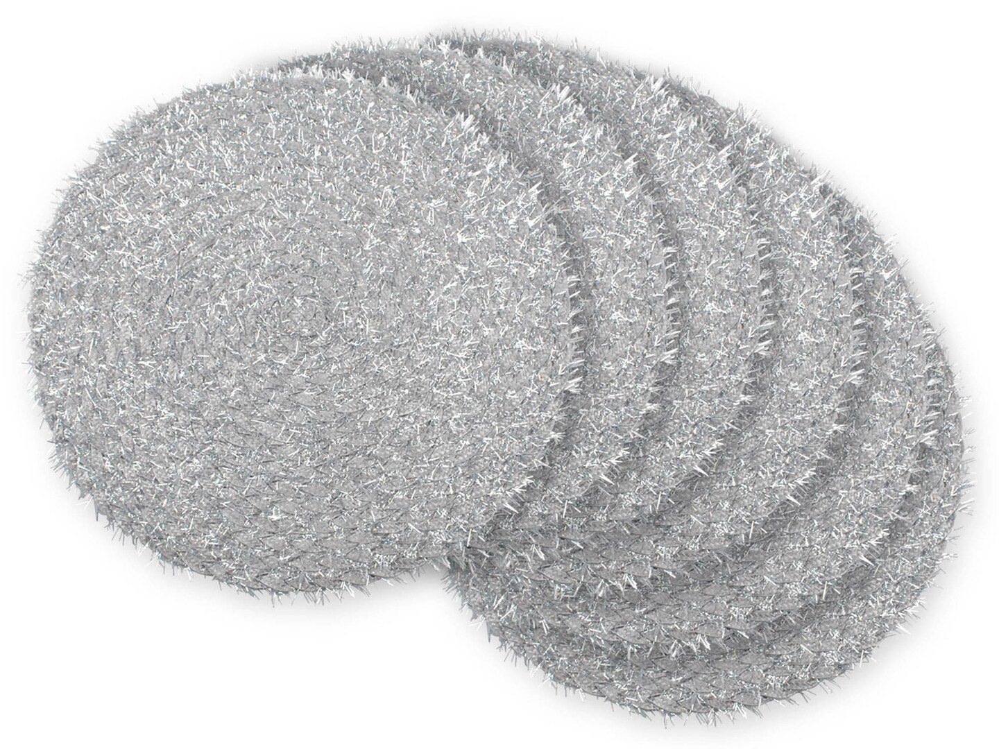 DII Silver Round Polypropylene Woven Tinsel Placemat (Set of 6)
