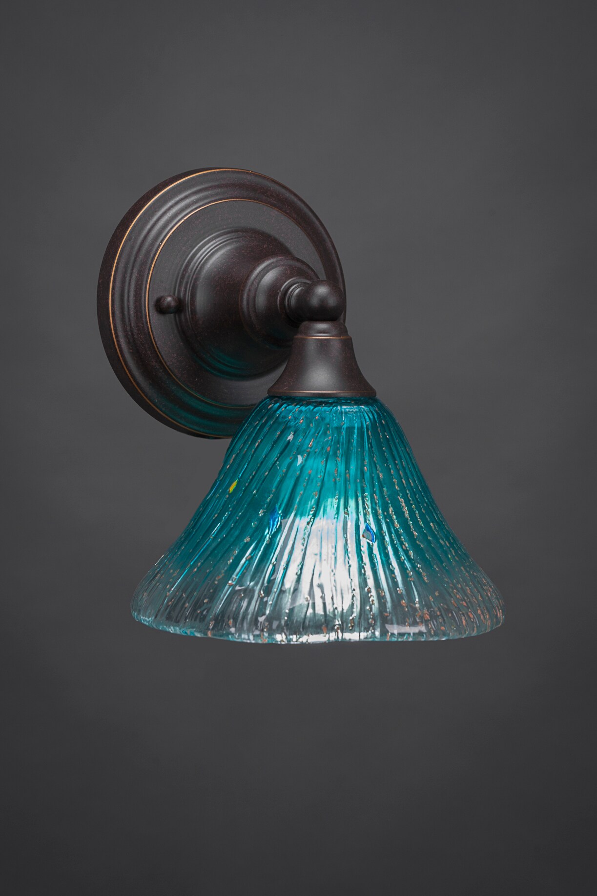 Wall Sconce Shown In Dark Granite Finish With 7 Teal Crystal Glass